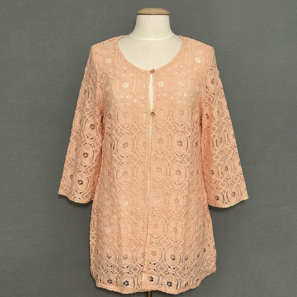 Midnight Velvet Womens Top Plus 16W Blush Pink Classic Lace Sheer Feminine Fairy